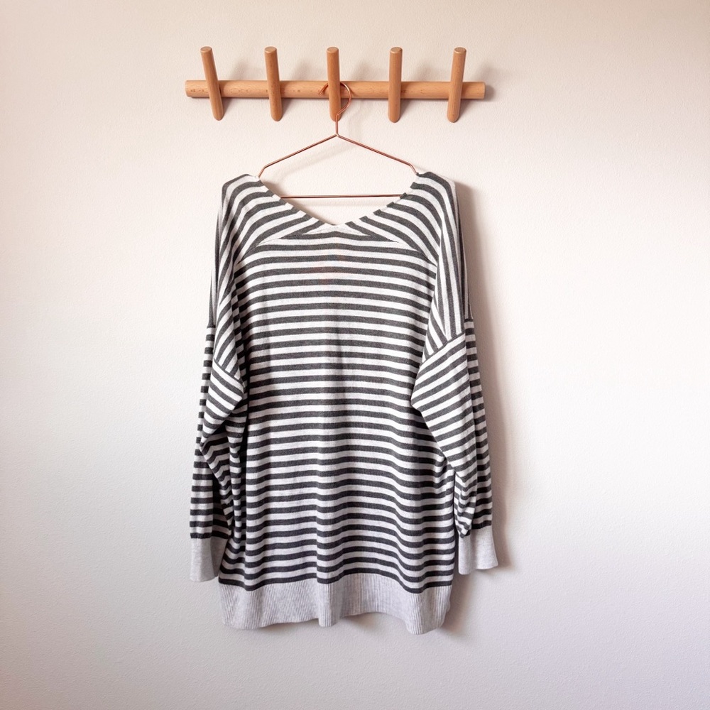 Loft Gray Striped Tunic Sweater - Picture 5 of 5